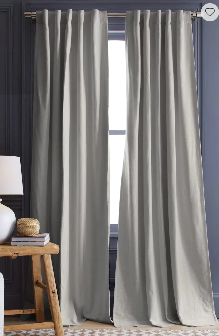 Quince Cloud Gray Cotton Slub Room Darkening Curtain Single Panel 48x96 NWOT